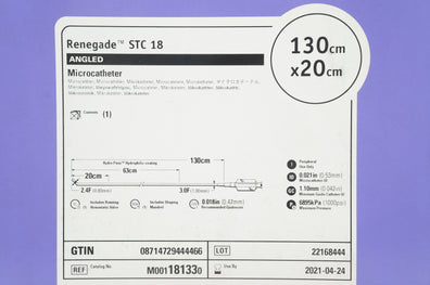 Boston Scientific M001181330 Renegade STC18 Angled Microcath. 130cm x 20cm (x)
